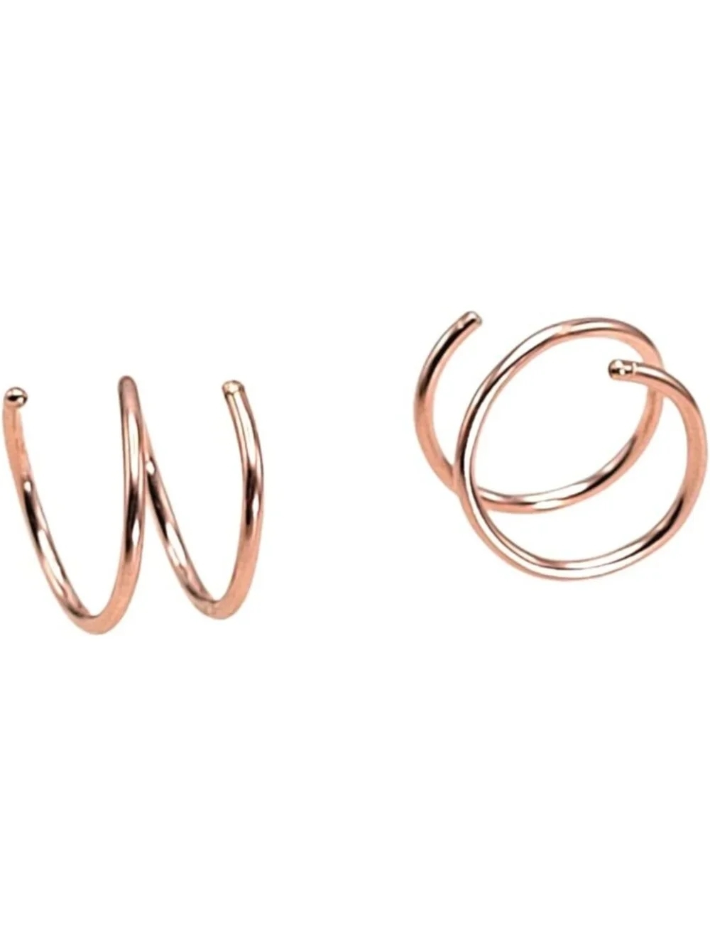 14k Rose Gold Filled Double Twist Hoop Earrings for Cartilage & Single Piercing